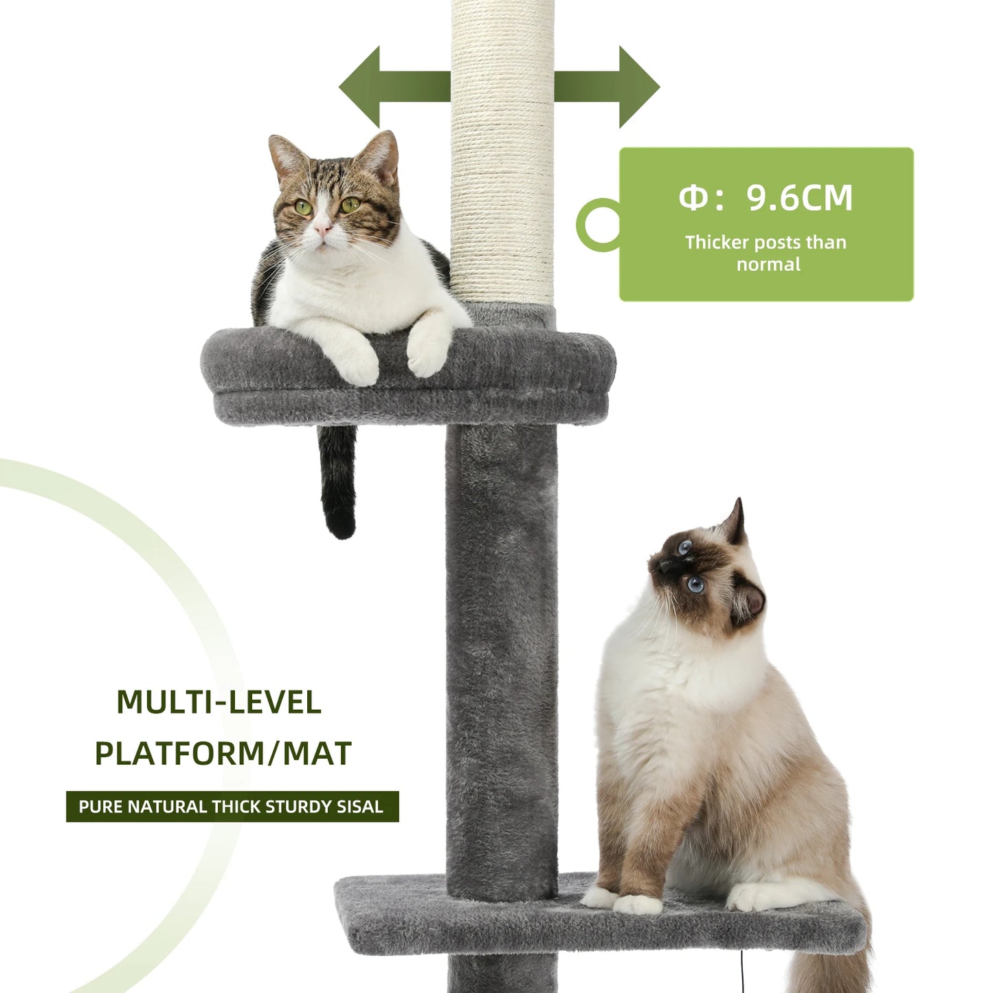 Adjustable Height 228-274cm Elegant Tall Cat Tower