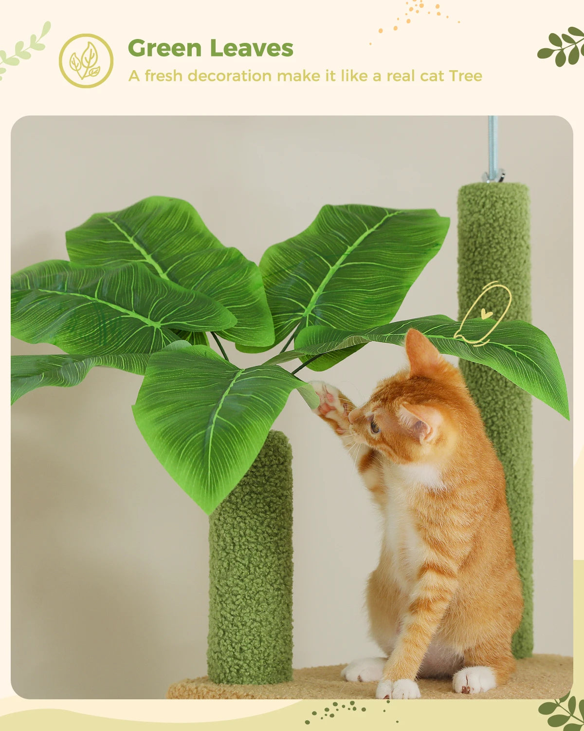 Adjustable 230-252cm Cactus-Themed Cat Tree with Multiple Features