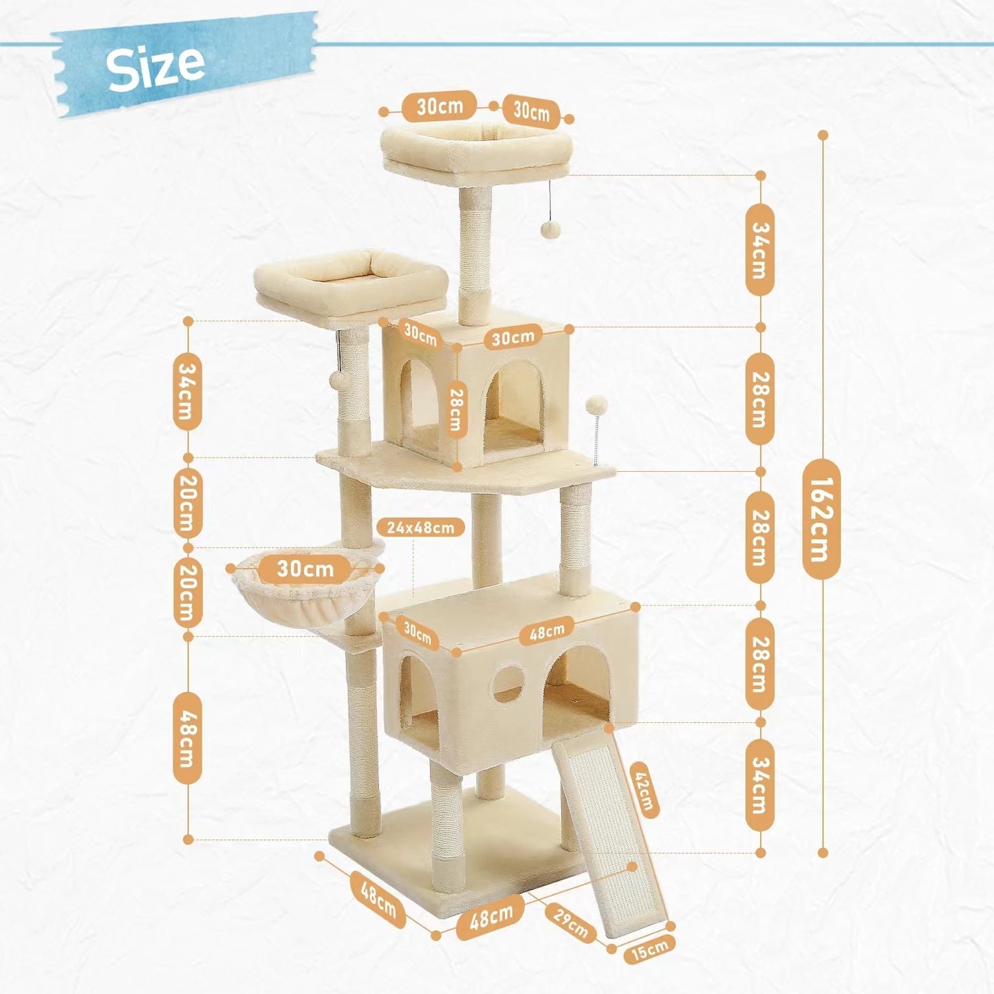 162cm Deluxe Multi-Level Cat Tree with Condo and Scratching Posts