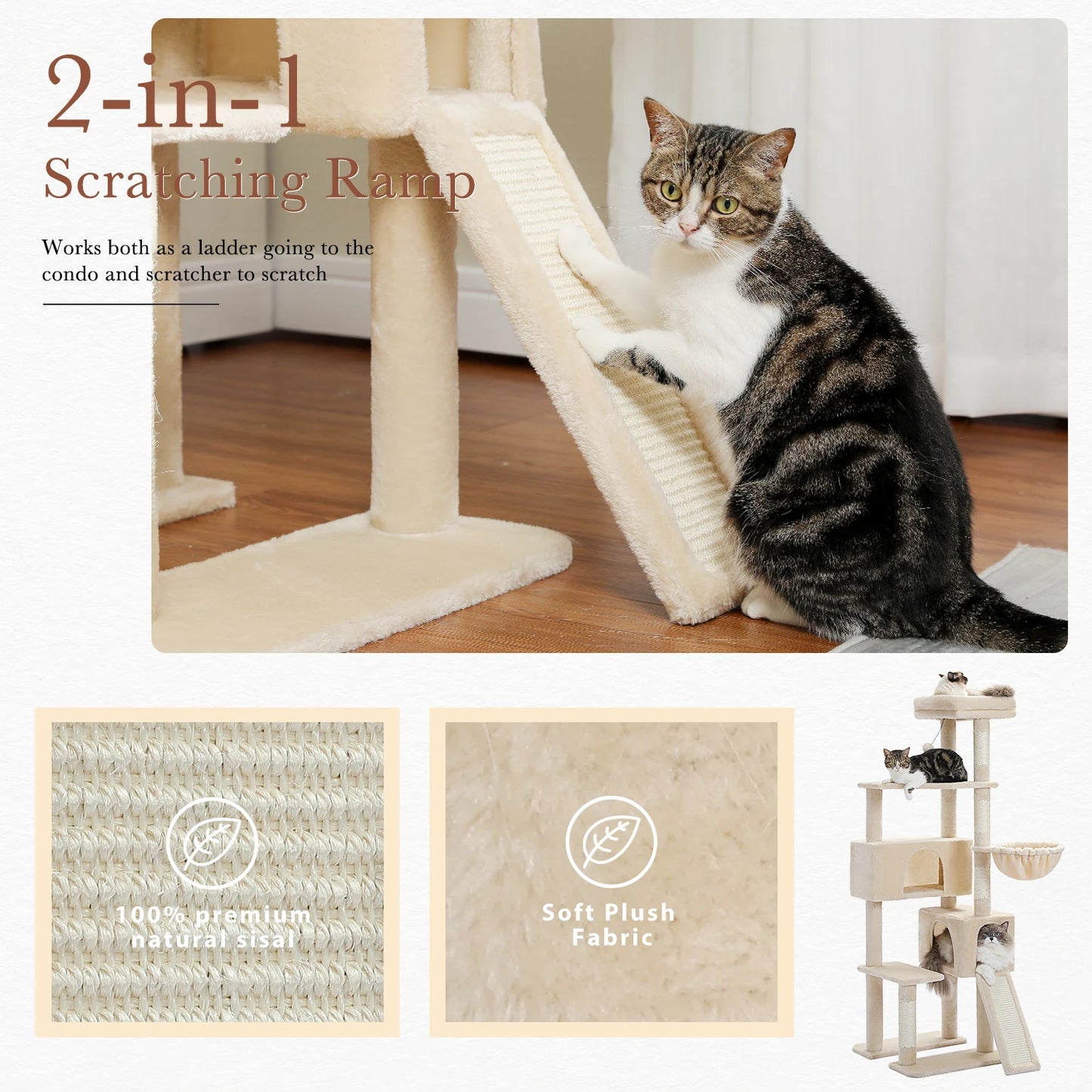 153cm Luxurious Cat Tree - Spacious Tower with Condo and Perch Bed