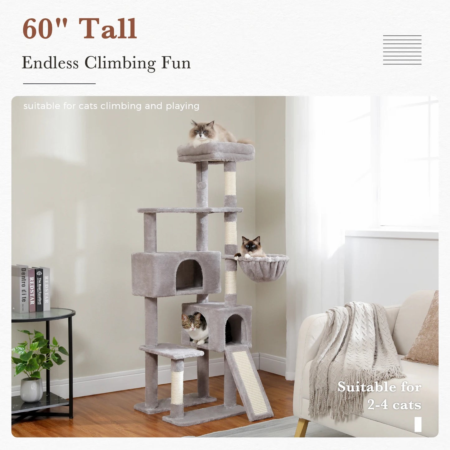 153cm Luxurious Cat Tree - Spacious Tower with Condo and Perch Bed