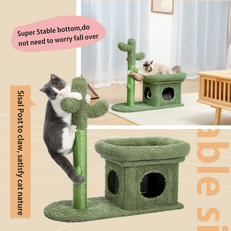 Adorable Cactus Cat Tree Collection - Available in 68cm, 70cm, 85cm, 93.5cm with Play Features