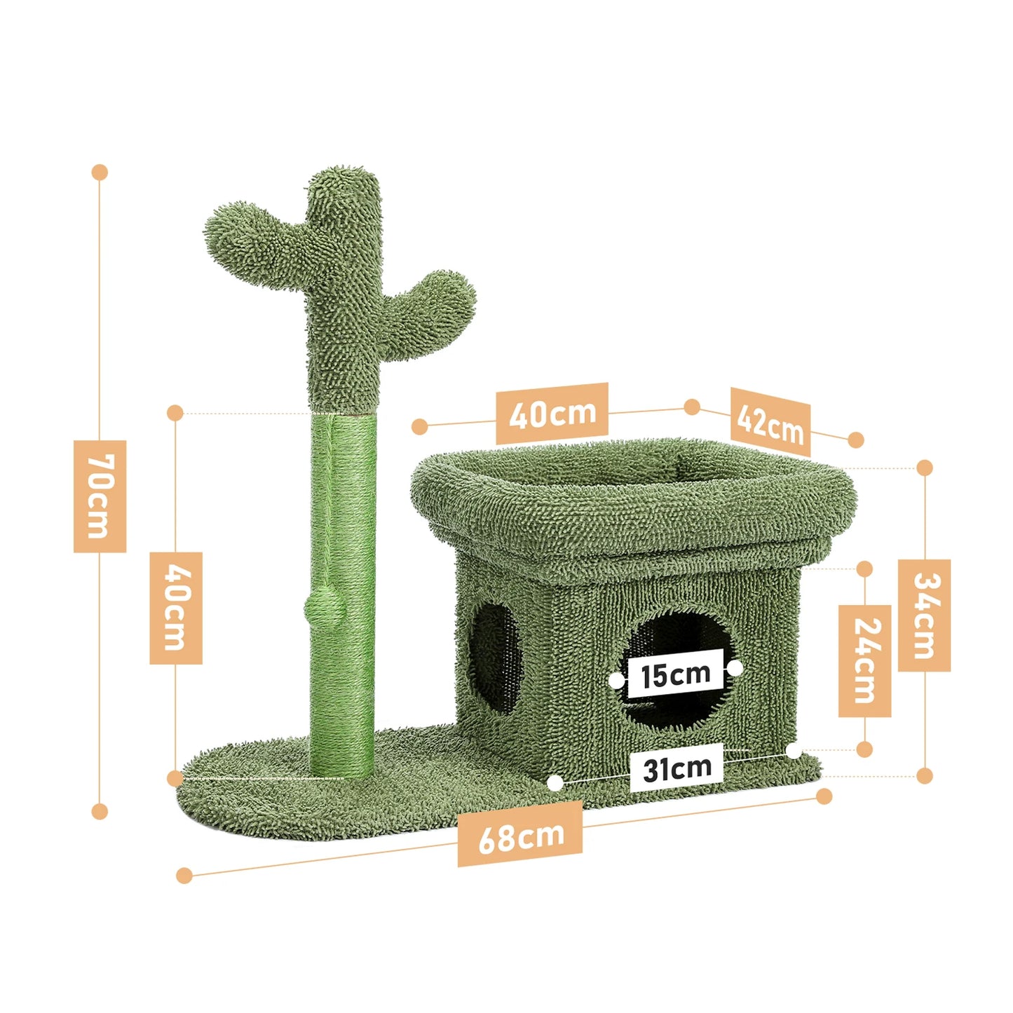 Adorable Cactus Cat Tree Collection - Available in 68cm, 70cm, 85cm, 93.5cm with Play Features