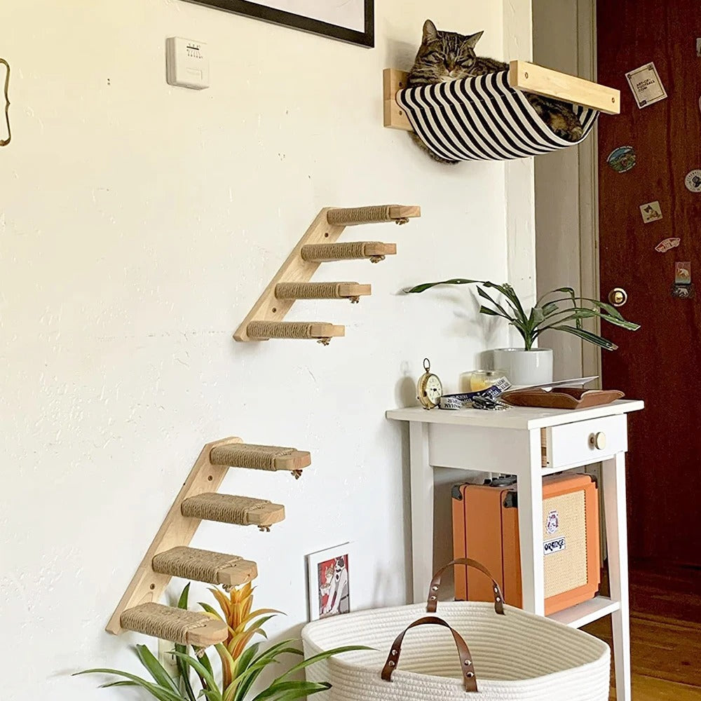 Wall-Mounted Cat Climbing Ladder Jump Ladder Combination