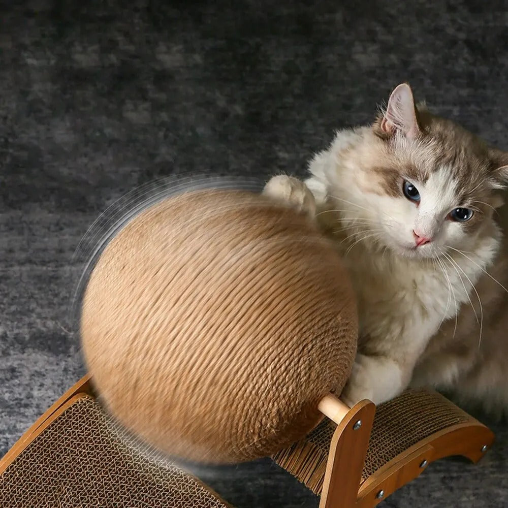 2-in-1 Wooden Sisal Cat Scratching Ball - Durable Paw Grinding Toy