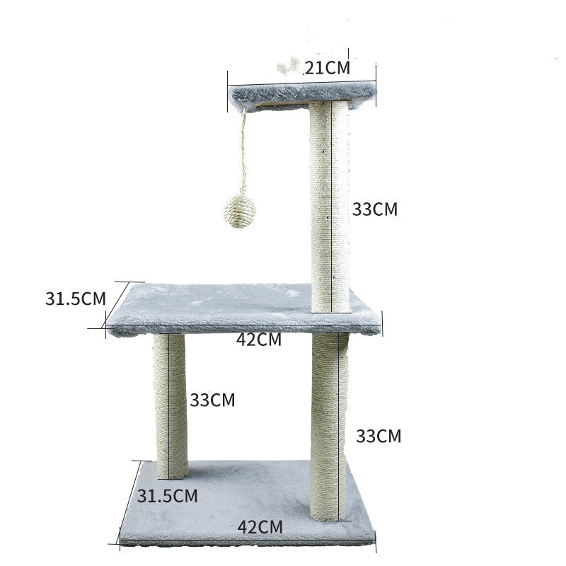 Multi-Style Solid Wood Cat Climbing Tree Frame with Integrated Scratching Post