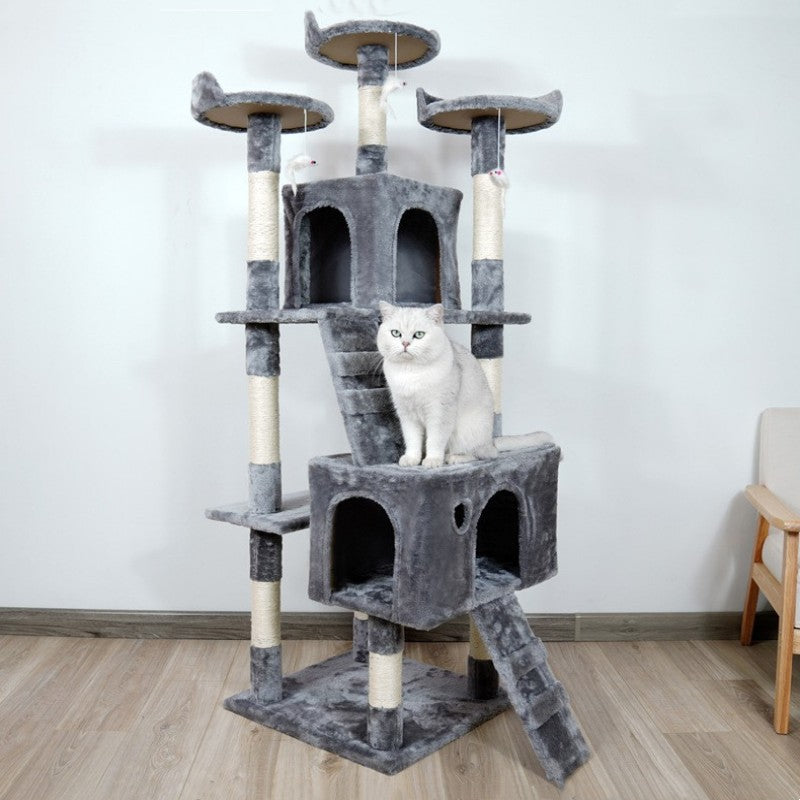 170cm Wooden Cat Tree with Integrated Jumping Platform and Sisal Columns
