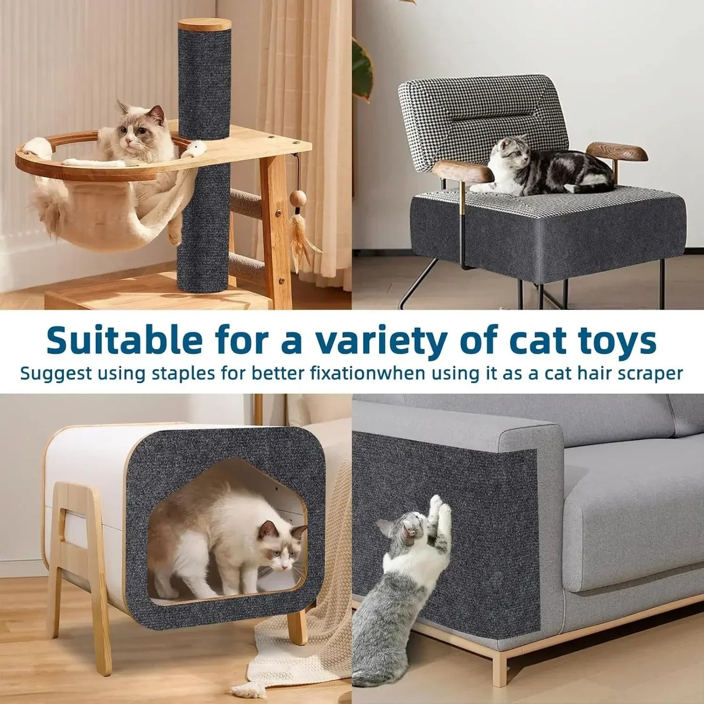 Self-Adhesive Cat Scratching Mat – Trimmable Carpet Protector for Sofa, Walls & Furniture