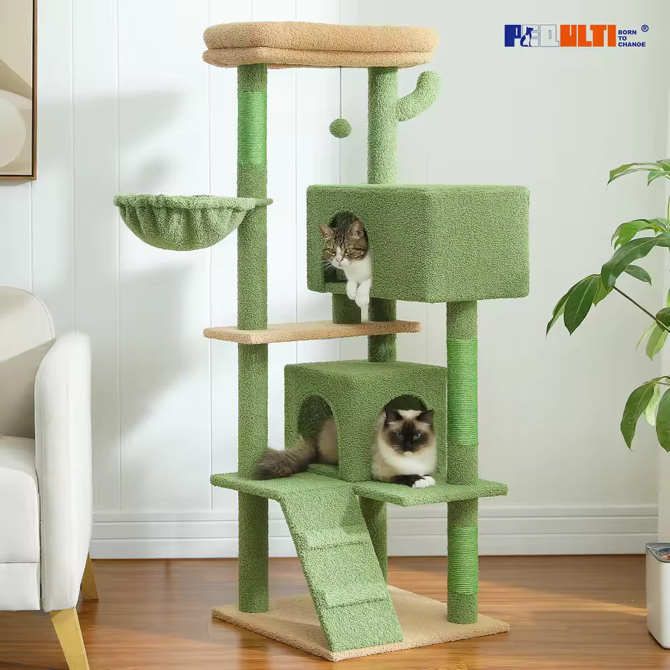 143cm Elegant Cat Climbing Tower & Scratching Post Tree - Cozy and Stylish