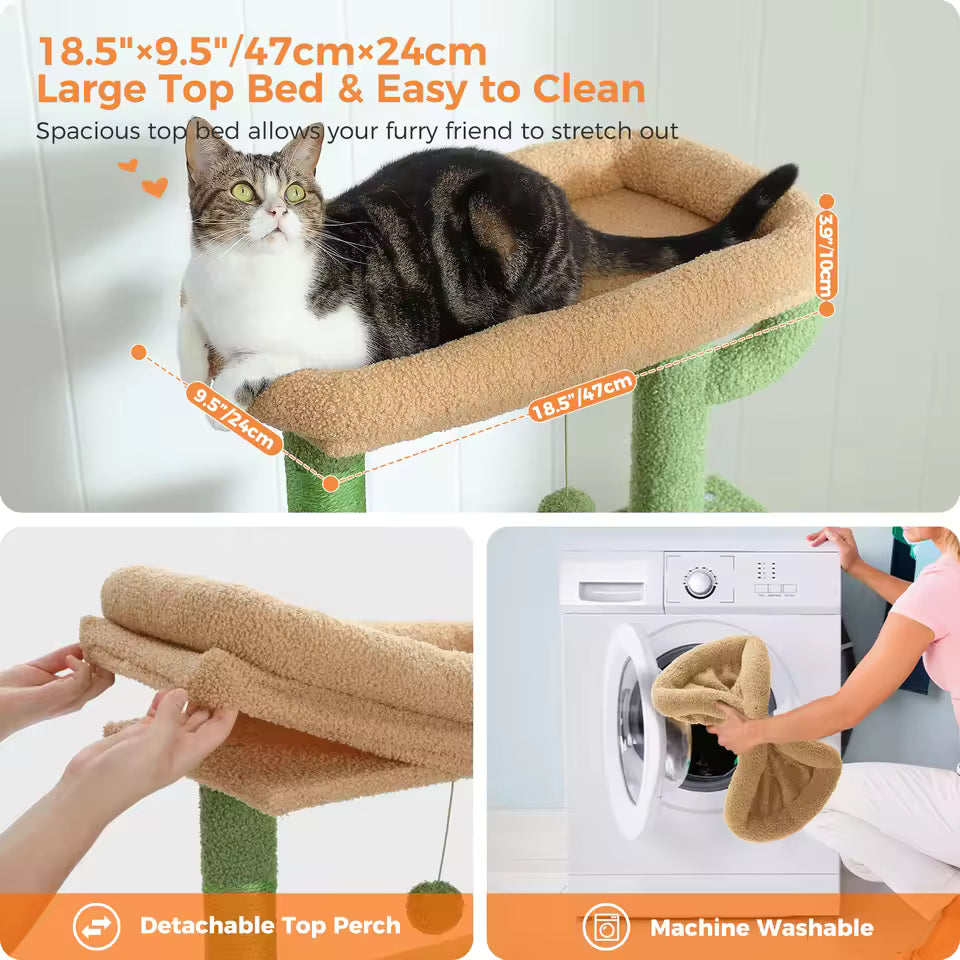 143cm Elegant Cat Climbing Tower & Scratching Post Tree - Cozy and Stylish