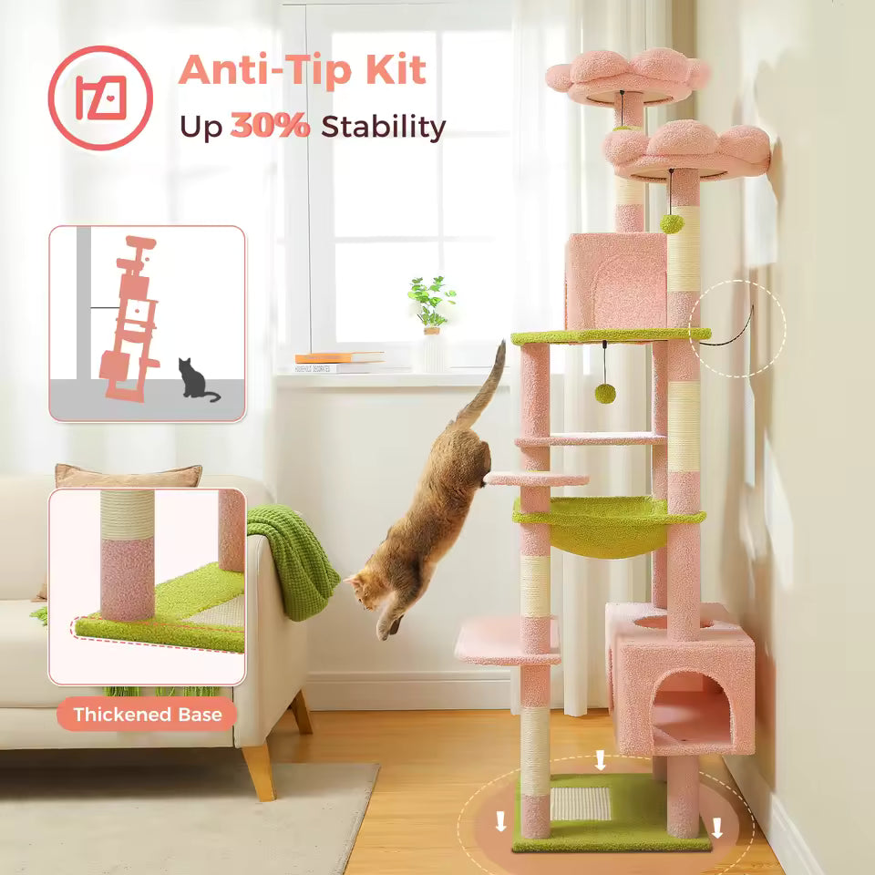 184cm Majestic Multi-Level Cat Tree with Condo, Hammock and Scratching Post