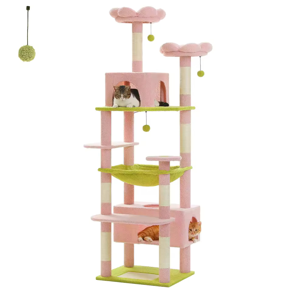 184cm Majestic Multi-Level Cat Tree with Condo, Hammock and Scratching Post
